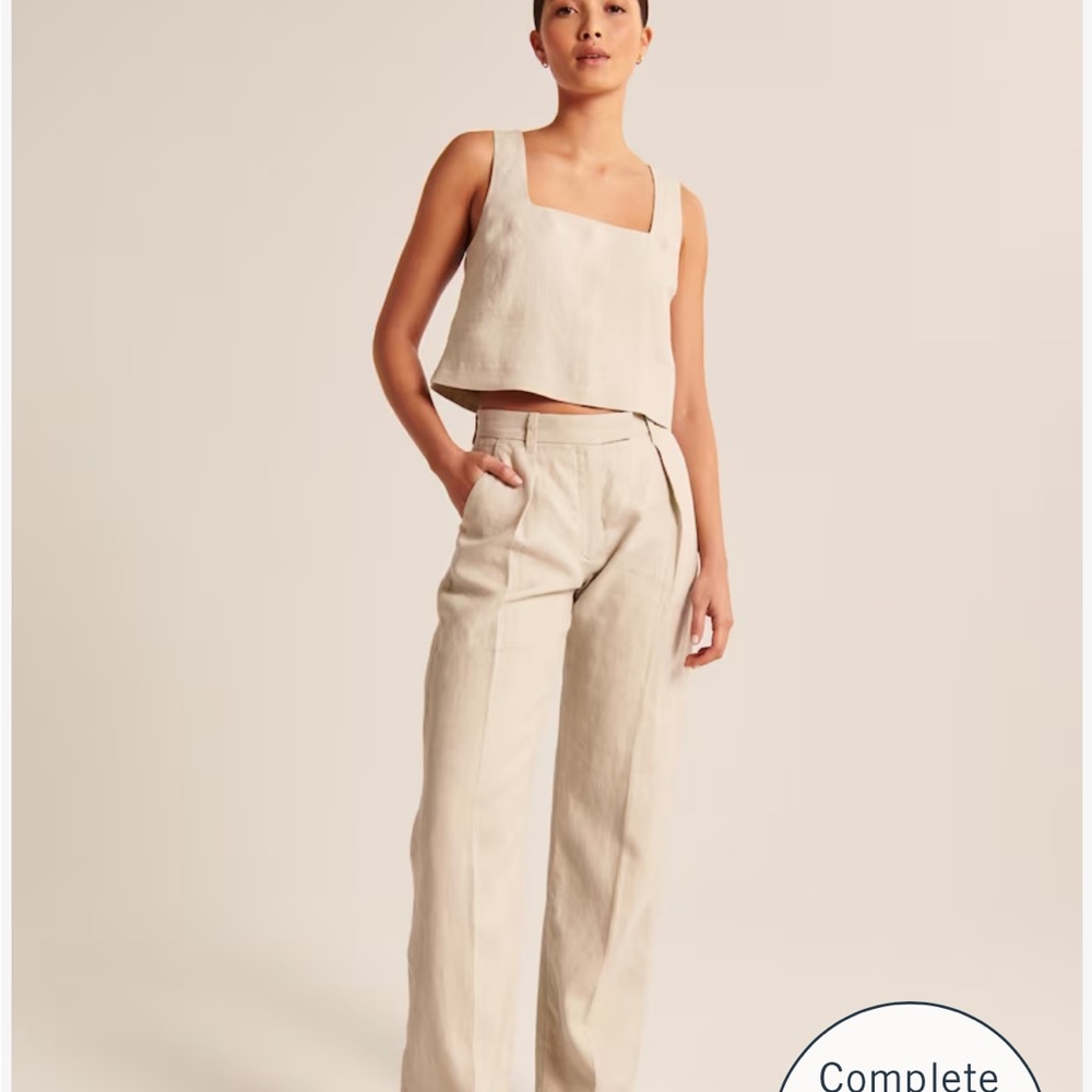 New Abercrombie Premium Linen Tailored Pants - Light tan